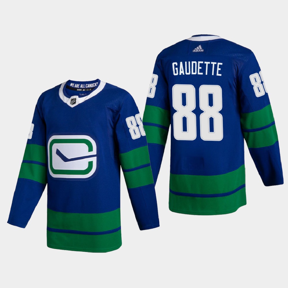 Vancouver Canucks #88 Adam Gaudette Men Adidas 2020 Authentic Player Alternate Stitched NHL Jersey Blue